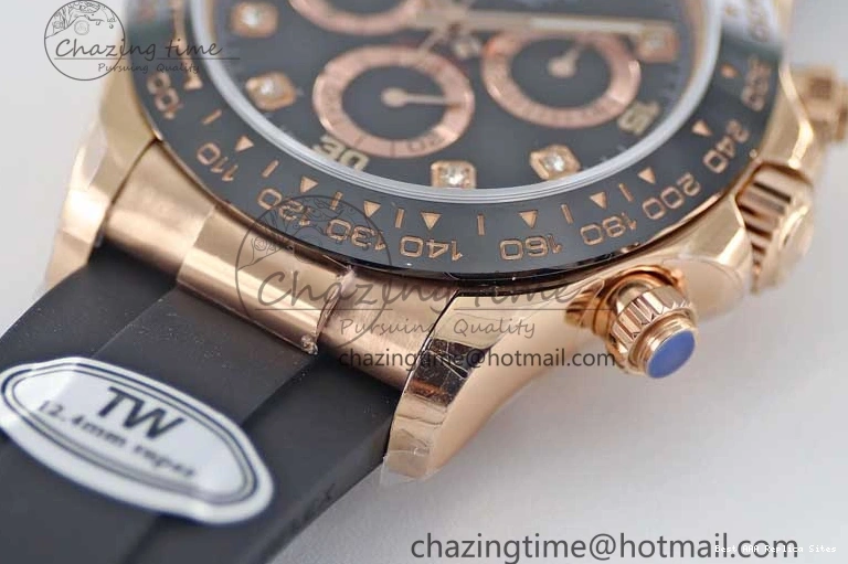 Good Copy Rolex Watches Strap TWF 904L 2416 Diamonds RG on 116515 A  Steel Best HighQuality RG Black Dial Daytona Edition Oysterflex 1:1 0114